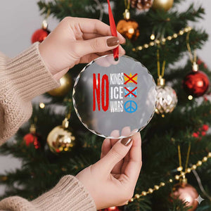 No Kings No Ice No Wars Crystal Glass Ornament Political Protest Peace Sign TS11 Print Your Wear