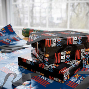 No Kings No Ice No Wars Wrapping Paper Roll Political Protest Peace Sign TS11 Black Print Your Wear