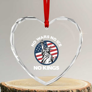 No Kings No ICE No Wars Heart Crystal Glass Ornament Statue of Liberty US Flag Anti War Freedom Activist TS14 Transparent Glass 3'' Heart Print Your Wear