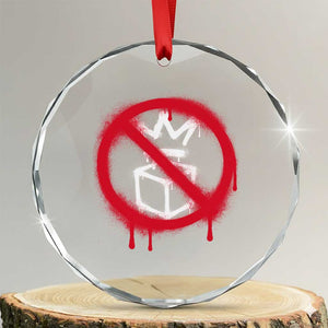 No Kings No Ice Protest Crystal Glass Ornament Vintage Political Stop Sign Graffiti Graphic TS11 Transparent Glass 3'' Circle Print Your Wear