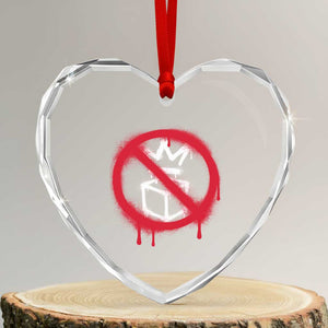 No Kings No Ice Protest Heart Crystal Glass Ornament Vintage Political Stop Sign Graffiti Graphic TS11 Transparent Glass 3'' Heart Print Your Wear