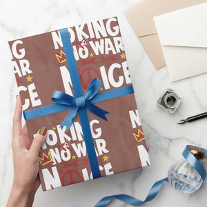 No Kings No Wars No Ice Bold Typography Wrapping Paper Roll Peace Symbol Anti War Activist Human Rights TS02 Mocha Print Your Wear
