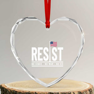 No Kings No Wars No Ice Heart Crystal Glass Ornament Anti Trump Political TS12 Transparent Glass 3'' Heart Print Your Wear