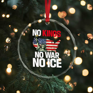 No Kings No Wars No Ice Statue of Liberty Crystal Glass Ornament American Flag Patriotic Protest Freedom Democracy TS02 Print Your Wear