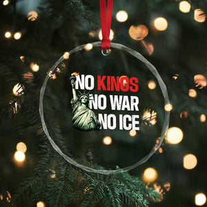 No Kings No Wars No Ice Statue of Liberty Crystal Glass Ornament American Flag Patriotic Protest Human Rights TS02 Print Your Wear