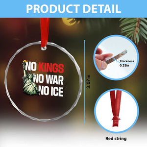 No Kings No Wars No Ice Statue of Liberty Crystal Glass Ornament American Flag Patriotic Protest Human Rights TS02 Print Your Wear