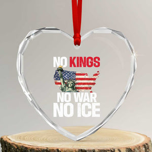 No Kings No Wars No Ice Statue of Liberty Heart Crystal Glass Ornament American Flag Patriotic Protest Freedom Democracy TS02 Transparent Glass 3'' Heart Print Your Wear