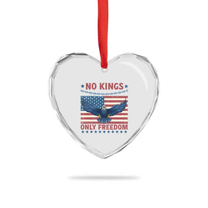 No Kings Only Freedom Heart Crystal Glass Ornament American Flag Bald Eagle Retro Vintage TS02 Print Your Wear