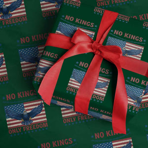 No Kings Only Freedom Wrapping Paper Roll American Flag Bald Eagle Retro Vintage TS02 Green Print Your Wear