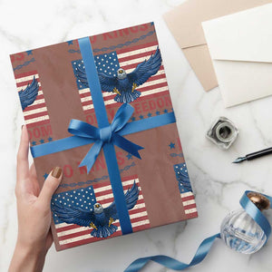 No Kings Only Freedom Wrapping Paper Roll American Flag Bald Eagle Retro Vintage TS02 Mocha Print Your Wear
