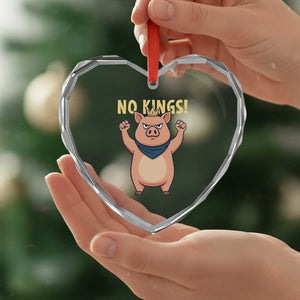No Kings Pig Heart Crystal Glass Ornament Resistance Movement Anti Authoritarian Gift - Print Your Wear
