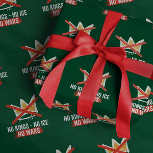 No Kings Protest Wrapping Paper Roll No Kings No Ice No Wars Anti Monarchy Statement TS11 Green Print Your Wear