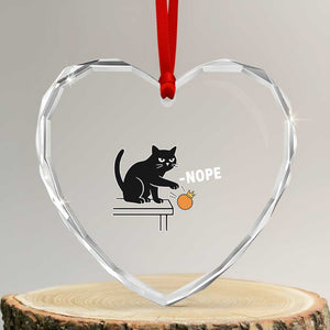 No Kings Protest Heart Crystal Glass Ornament Funny Cat Kicking Crown TS14 Transparent Glass 3'' Heart Print Your Wear