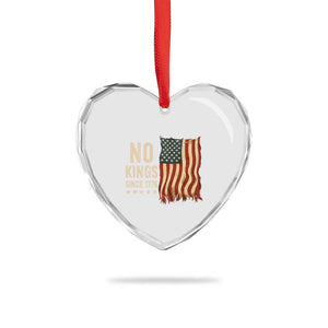 No Kings Since 1776 Heart Crystal Glass Ornament Patriotic 4th Of July Distressed American Flag TS02 Print Your Wear