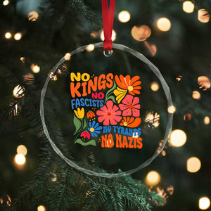 No Kings Wildflower Protest Crystal Glass Ornament No Fascists No Tyrants No Nazis TS12 Print Your Wear