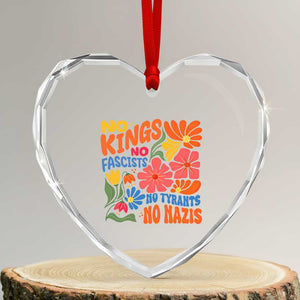 No Kings Wildflower Protest Heart Crystal Glass Ornament No Fascists No Tyrants No Nazis TS12 Transparent Glass 3'' Heart Print Your Wear