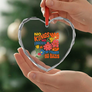No Kings Wildflower Protest Heart Crystal Glass Ornament No Fascists No Tyrants No Nazis TS12 Print Your Wear