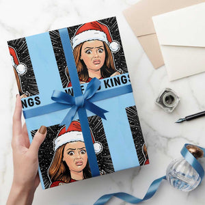 No Kings Wrapping Paper Roll Funny Disgusting Doll Face Meme Christmas TS14 Light Blue Print Your Wear