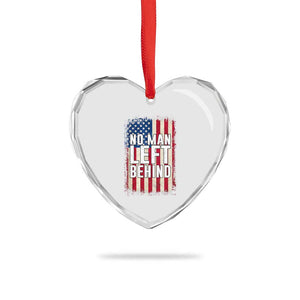No Man Left Behind Patriotic Heart Crystal Glass Ornament Distressed American Flag TS02 Print Your Wear