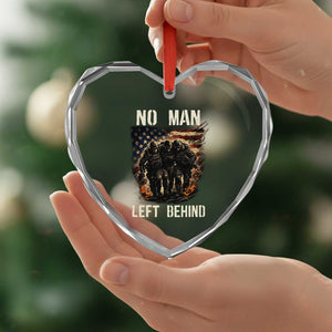 No Man Left Behind Soldiers Brotherhood Heart Crystal Glass Ornament American Flag US Military TS02 Print Your Wear