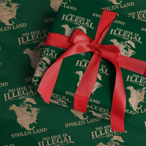 No One Is Illegal On Stolen Land Wrapping Paper Roll North America Vintage Map - Print Your Wear