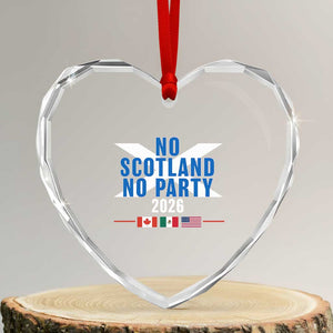 No Scotland No Party 2026 Saltire Flag Heart Crystal Glass Ornament Game Day Soccer Fans Football Tournament