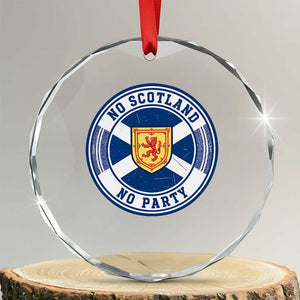 No Scotland No Party Crystal Glass Ornament Scottish Lion Rampant Crest Vintage Saltire Flag