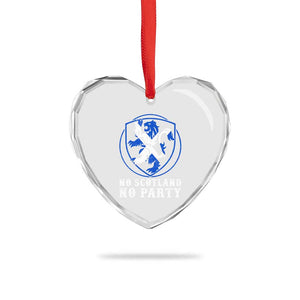 No Scotland No Party Distressed Shield Saltire Cross Heart Crystal Glass Ornament Vintage Football Fans Game Day