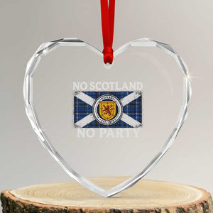 No Scotland No Party Heart Crystal Glass Ornament Lion Rampant Crest Scottish Tartan Flag