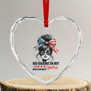 No Shame In My Recovery Game Heart Crystal Glass Ornament Sobriety AA NA Anniversary TS11 Transparent Glass 3'' Heart Print Your Wear