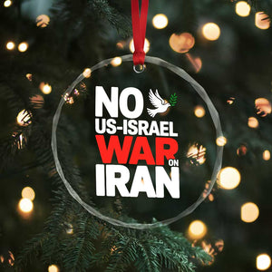 No US Israel War On Iran Crystal Glass Ornament Anti War Peace Dove TS02 Print Your Wear