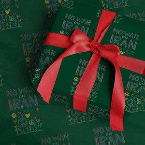No War On Iran Colorful Peace Graphic Wrapping Paper Roll Retro Anti War Protest TS02 Green Print Your Wear
