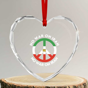 No War On Iran Peace Symbol Heart Crystal Glass Ornament Iranian Lion Emblem Anti War Protest TS02 Transparent Glass 3'' Heart Print Your Wear