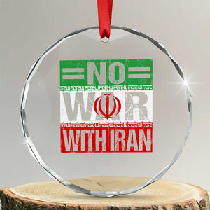 No War With Iran Crystal Glass Ornament Freedom For Iranians Vintage Iran Flag TS11 Transparent Glass 3'' Circle Print Your Wear