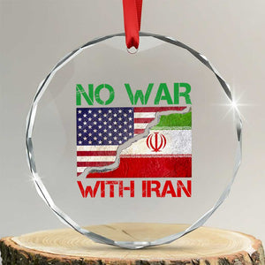No War With Iran Crystal Glass Ornament Middle East Freedom TS12 Transparent Glass 3'' Circle Print Your Wear