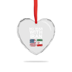 No War With Iran Heart Crystal Glass Ornament Support Iranian People Peace TS12 Print Your Wear