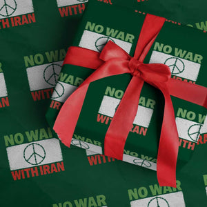 No War With Iran Wrapping Paper Roll Iranian People Support Barbed Wire Peace Sign TS11 Green Print Your Wear
