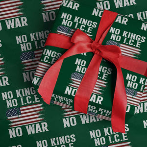 No Wars No Ice No Kings American Flag Wrapping Paper Roll Patriotic Protest Anti War Human Rights TS02 Green Print Your Wear