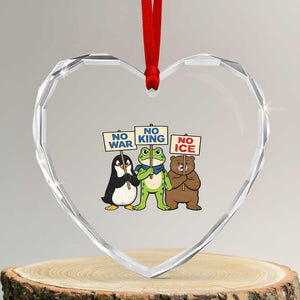 No Wars No Ice No Kings Animal Protest Heart Crystal Glass Ornament Frog Penguin Bear Resist Human Rights Activist TS02 Transparent Glass 3'' Heart Print Your Wear