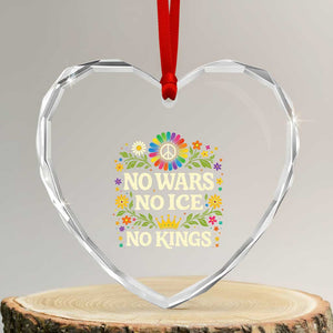 No Wars No ICE No Kings Heart Crystal Glass Ornament Floral Resist Anti War Protest TS10 Transparent Glass 3'' Heart Print Your Wear
