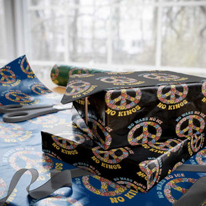 No Wars No Ice No Kings Retro Flower Wrapping Paper Roll Hippie Floral Peace Sign Social Justice Anti War Protest TS02 Black Print Your Wear