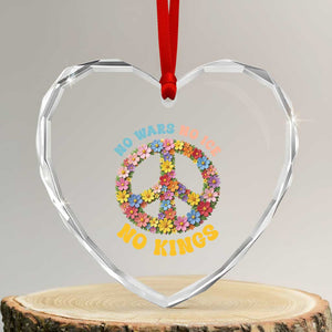 No Wars No Ice No Kings Retro Flower Heart Crystal Glass Ornament Hippie Floral Peace Sign Social Justice Anti War Protest TS02 Transparent Glass 3'' Heart Print Your Wear