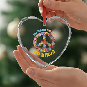 No Wars No Ice No Kings Retro Flower Heart Crystal Glass Ornament Hippie Floral Peace Sign Social Justice Anti War Protest TS02 Print Your Wear