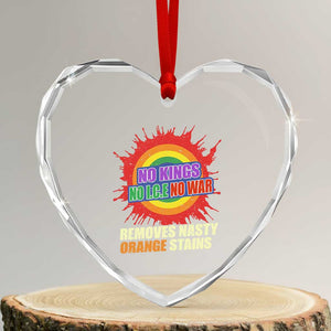 No Wars No Ice No Kings Retro Rainbow Heart Crystal Glass Ornament Remove Nasty Orange Stains Protest Political Satire TS02 Transparent Glass 3'' Heart Print Your Wear