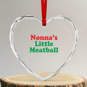 Nonna's Little Meatball Heart Crystal Glass Ornament Funny Italian Family Baby Humor TS02 Transparent Glass 3'' Heart Print Your Wear