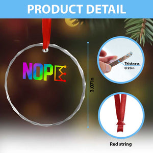 Nope No Kings Graphic Crystal Glass Ornament Humorous Political Gift TS12 Print Your Wear