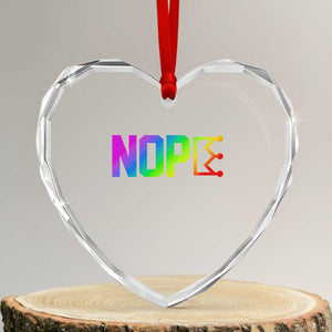 Nope No Kings Graphic Heart Crystal Glass Ornament Humorous Political Gift