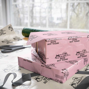 Nope Not Today Wrapping Paper Roll Funny Siberian Husky Lazy Mood TS12 Light Pink Print Your Wear
