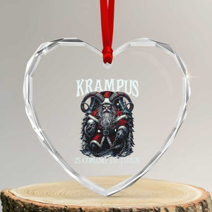 Nordic Christmas Krampus Heart Crystal Glass Ornament Krampus Is Coming To Town Horror Holiday Xmas TS11 Transparent Glass 3'' Heart Print Your Wear