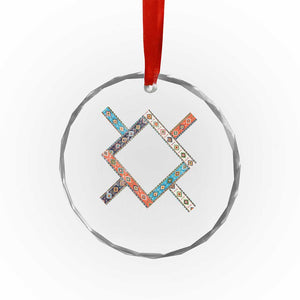 Northern Cheyenne Tribe Flag Montana Tribal Pattern Crystal Glass Ornament